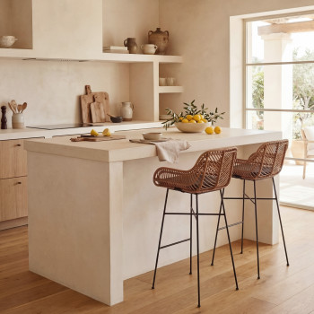 Nunuhai - Lot de 2 tabourets de bar en rotin 76cm