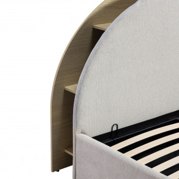 Brie - Lit coffre en tissu avec rangements intégrés 160x200cm