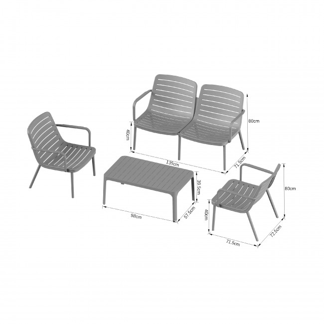 Moro - Salon de jardin 4 personnes en résine