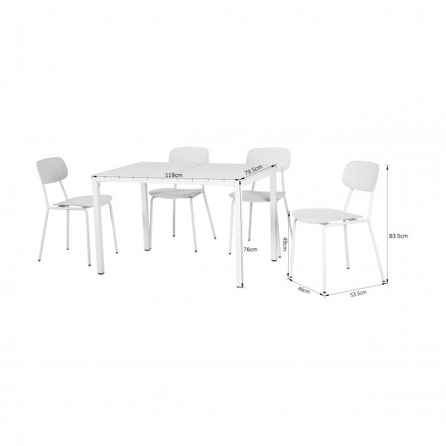 Orka - Ensemble table et chaises 4 personnes en métal