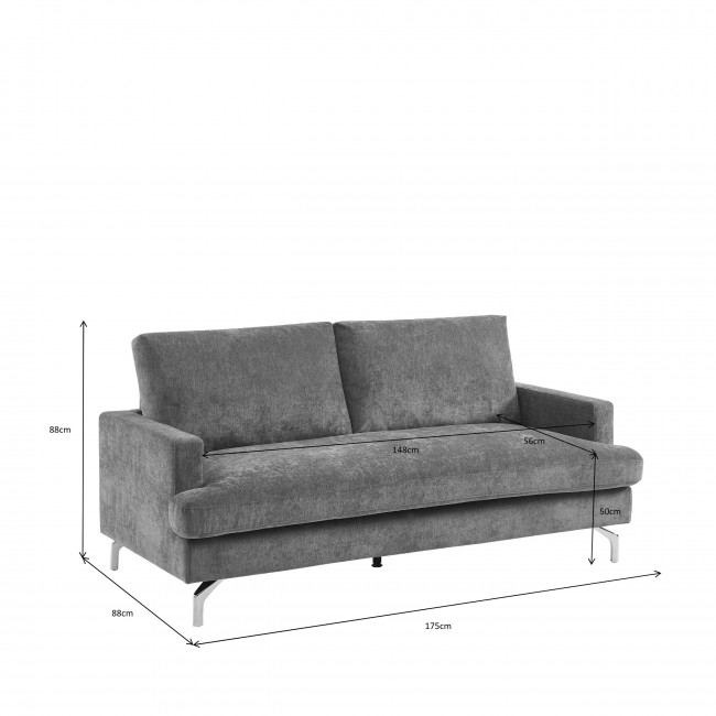 Sophie - Canapé 3 places en tissu pieds chrome