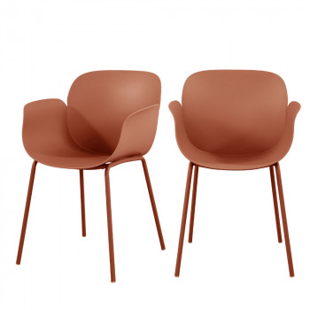 Acapulco - Lot de 4 fauteuils de table intérieur et extérieur en plastique et métal