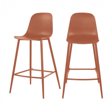 Portland - Lot de 4 tabourets de bar intérieur et extérieur en plastique et métal H65cm