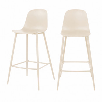 Portland - Lot de 4 tabourets de bar intérieur et extérieur en plastique et métal H65cm