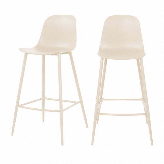Portland - Lot de 4 tabourets de bar intérieur et extérieur en plastique et métal H65cm