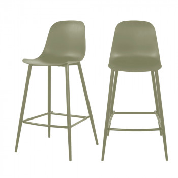 Portland - Lot de 4 tabourets de bar intérieur et extérieur en plastique et métal H65cm