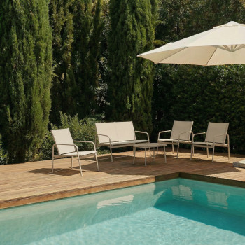 Kallia - Salon de jardin 1 canapé, 2 fauteuils, 1 table basse en métal