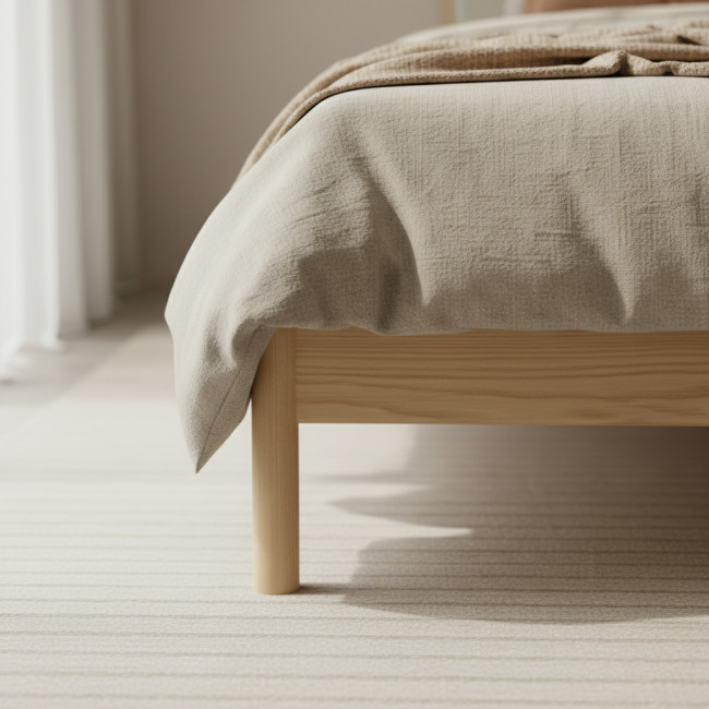 Carrie - Lit en tissu bouclette et bois 160x200cm