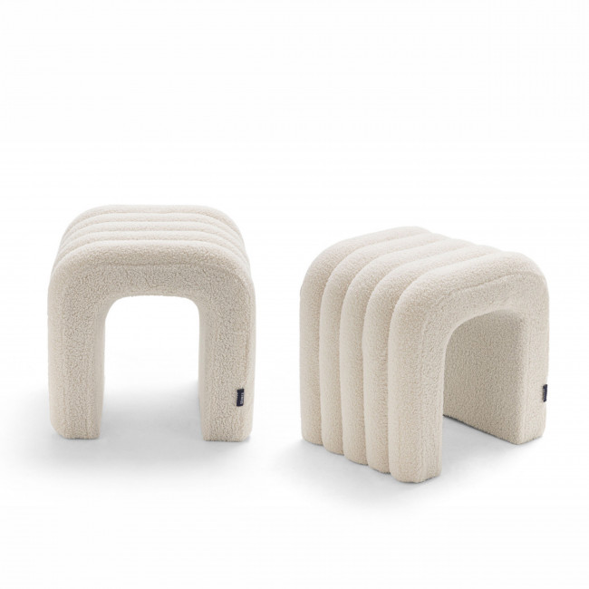 Mui - Lot de 2 tabourets rembourrés en tissu bouclette