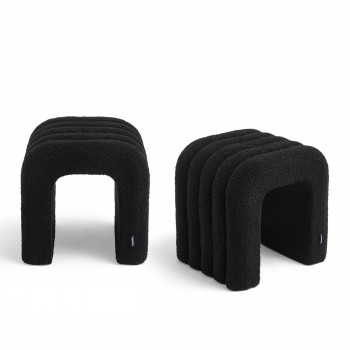 Mui - Lot de 2 tabourets rembourrés en tissu bouclette