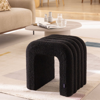 Mui - Lot de 2 tabourets rembourrés en tissu bouclette