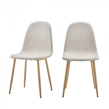 Bella - Lot de 2 chaises en tissu piètement effet bois