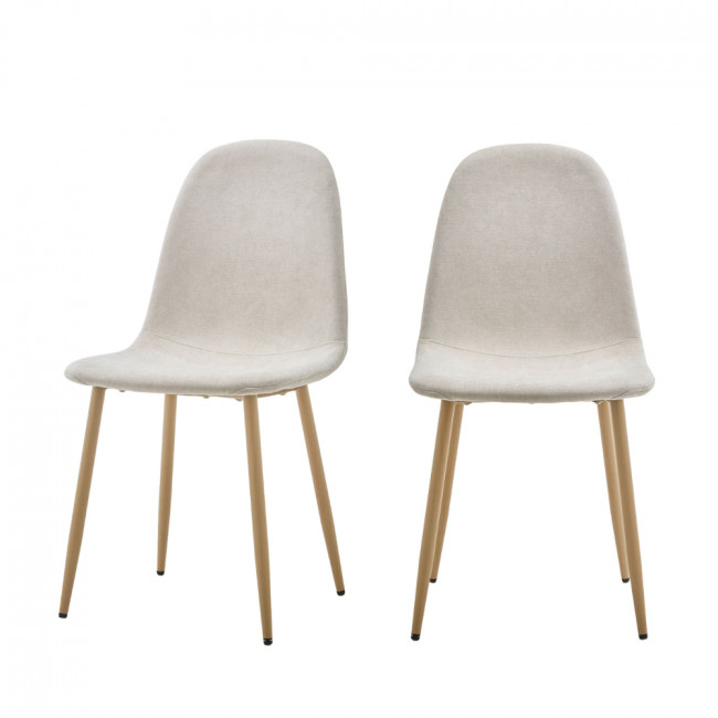 Bella - Lot de 2 chaises en tissu piètement effet bois