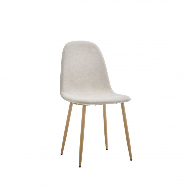 Bella - Lot de 2 chaises en tissu piètement effet bois