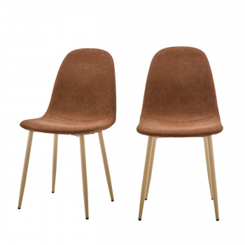 Bella - Lot de 2 chaises en tissu piètement effet bois