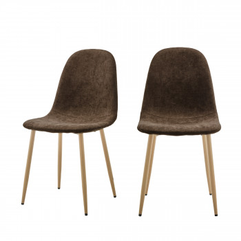 Bella - Lot de 2 chaises en tissu piètement effet bois