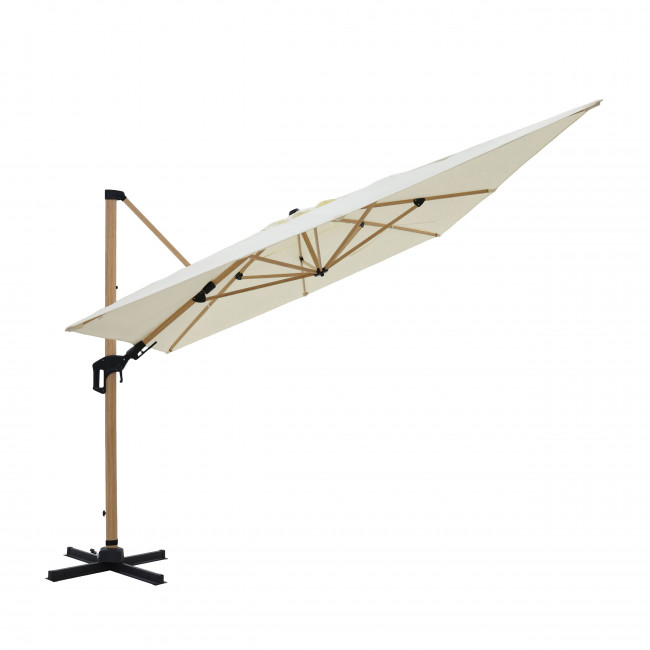 Veya - Parasol rectangulaire déporté en aluminium et effet bois 3x4m