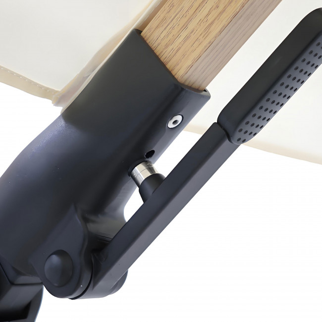 Veya - Parasol rectangulaire déporté en aluminium et effet bois 3x4m