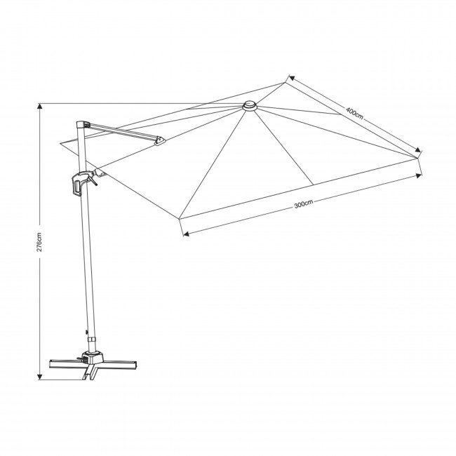 Veya - Parasol rectangulaire déporté en aluminium et effet bois 3x4m