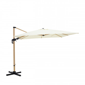 Veya - Parasol carré déporté en aluminium et effet bois 3x3m
