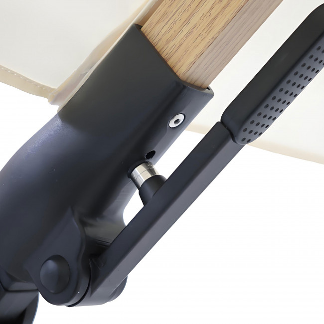 Veya - Parasol carré déporté en aluminium et effet bois 3x3m