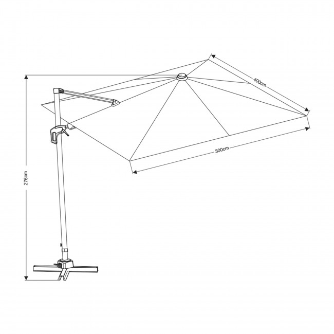 Veya - Parasol rectangulaire déporté en aluminium 3x4m