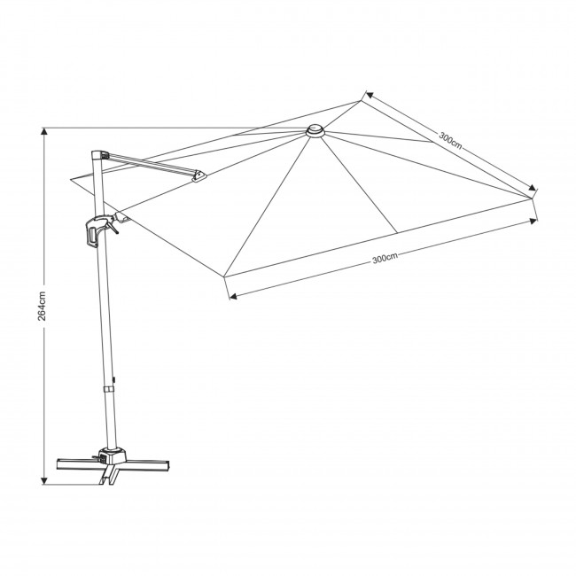 Veya - Parasol carré déporté en aluminium 3x3m	