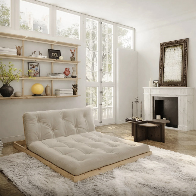 Flip - Canapé convertible 2,5 places en tissu et bois