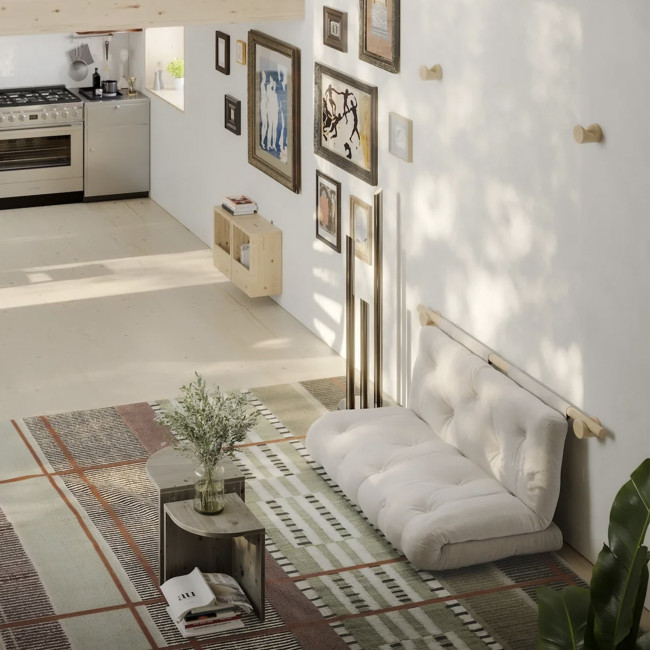 Hooked - Fauteuil convertible en tissu et bois avec accroches murales