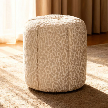 Flower - Pouf en tissu imprimé animal ø38cm