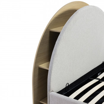 Brie - Lit coffre en tissu avec rangements intégrés 140x190cm