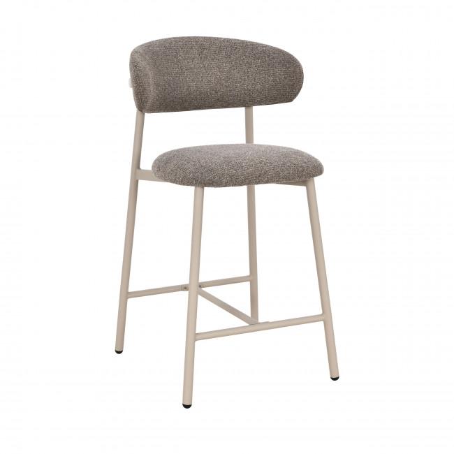Draco - Lot de 2 chaises de bar en tissu pieds beiges H65cm