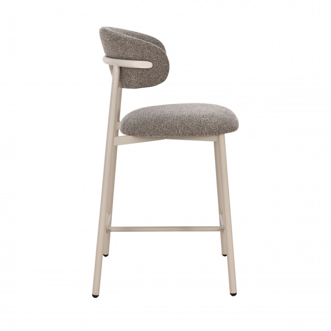 Draco - Lot de 2 chaises de bar en tissu pieds beiges H65cm