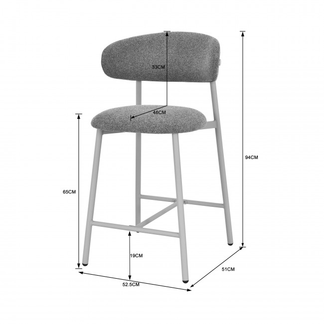 Draco - Lot de 2 chaises de bar en tissu pieds beiges H65cm