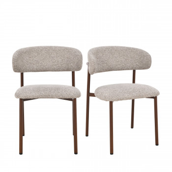 Aria - Lot de 2 chaises en tissu pieds effet bois foncé