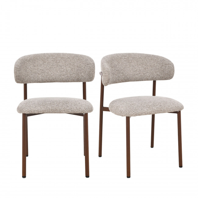 Aria - Lot de 2 chaises en tissu pieds effet bois foncé