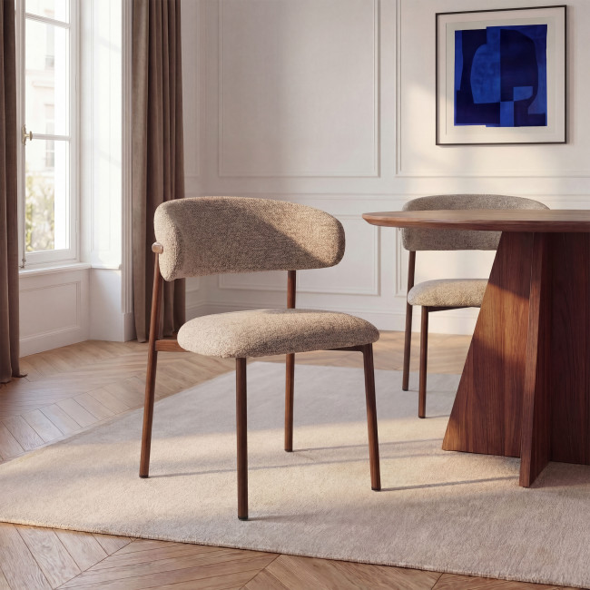 Aria - Lot de 2 chaises en tissu pieds effet bois foncé