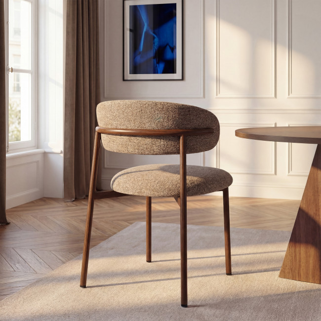 Aria - Lot de 2 chaises en tissu pieds effet bois foncé