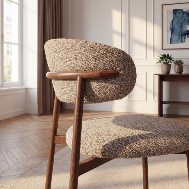 Aria - Lot de 2 chaises en tissu pieds effet bois foncé