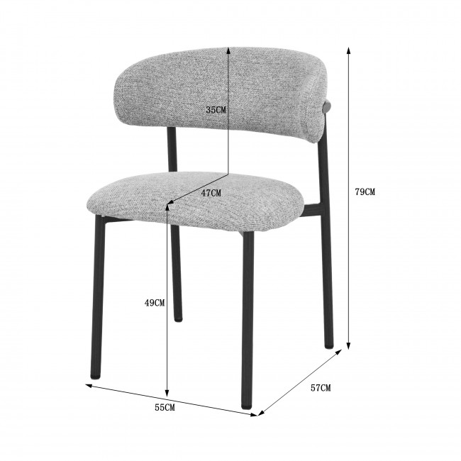 Aria - Lot de 2 chaises en tissu pieds effet bois foncé