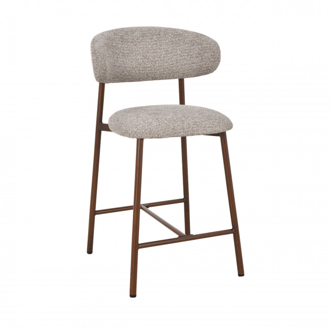 Draco - Lot de 2 chaises de bar en tissu pieds effet bois foncé H65cm