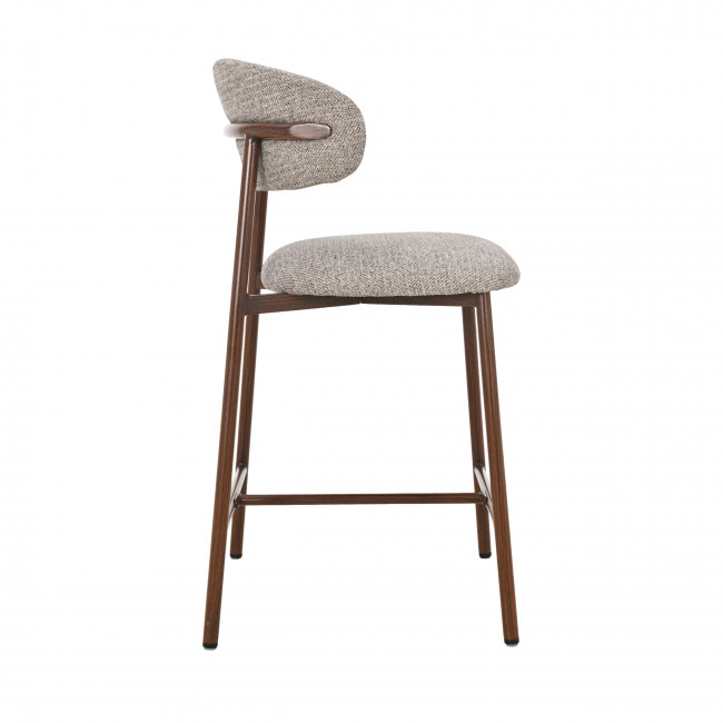 Draco - Lot de 2 chaises de bar en tissu pieds effet bois foncé H65cm