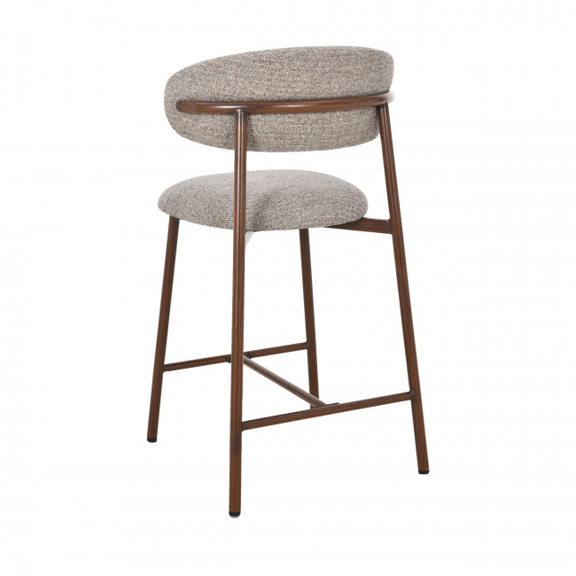Draco - Lot de 2 chaises de bar en tissu pieds effet bois foncé H65cm