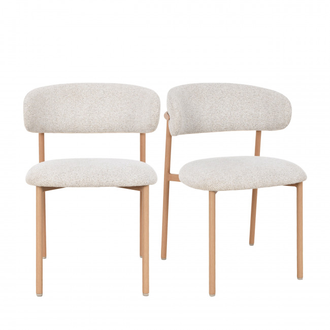 Aria - Lot de 2 chaises en tissu pieds effet bois clair