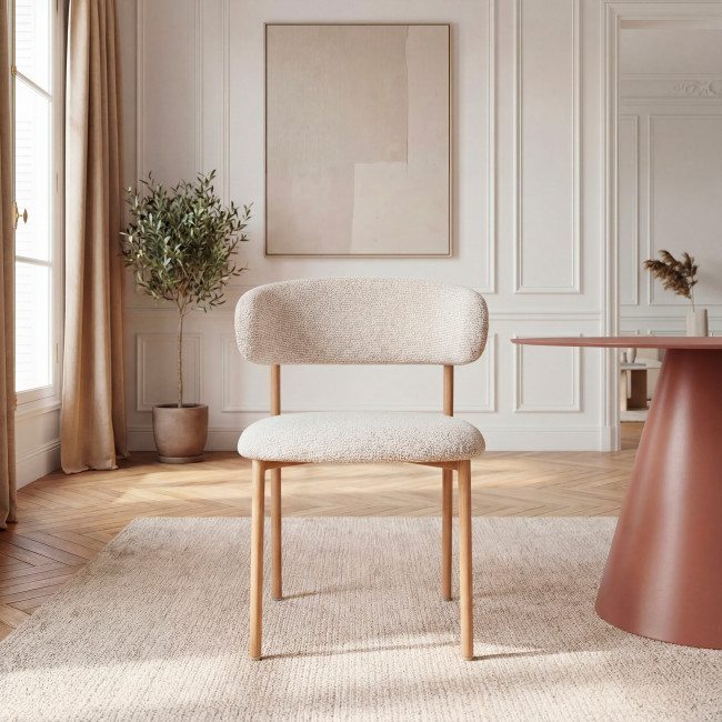 Aria - Lot de 2 chaises en tissu pieds effet bois clair
