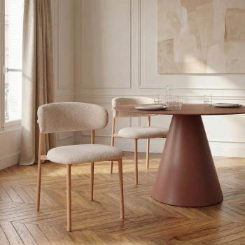 Aria - Lot de 2 chaises en tissu pieds effet bois clair