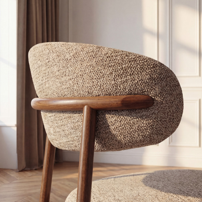 Draco - Lot de 2 chaises de bar en tissu pieds effet bois foncé H65cm