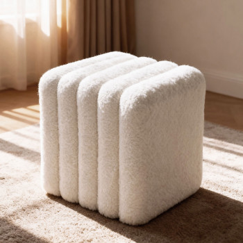 Leto - Pouf rembourré en tissu bouclette