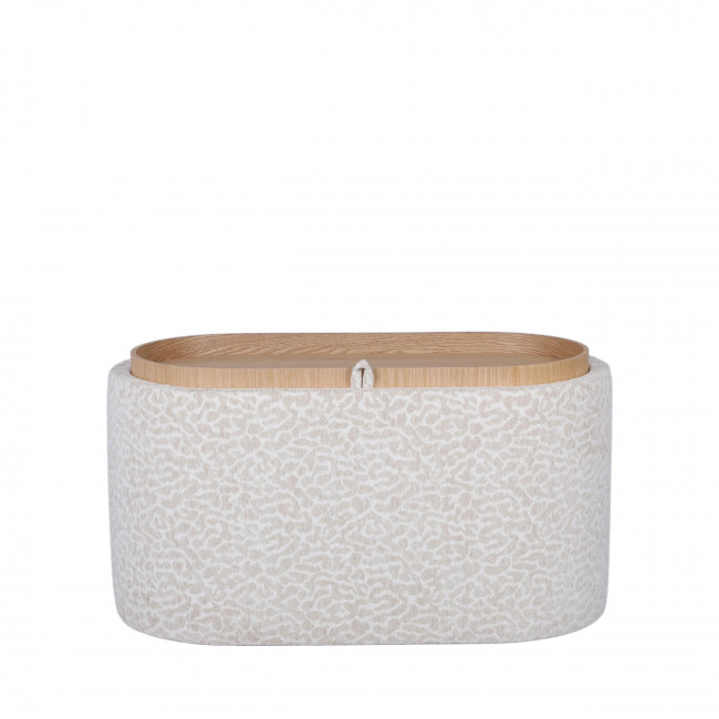 Zoé - Banc ovale imprimé animal avec plateau et rangement L77cm