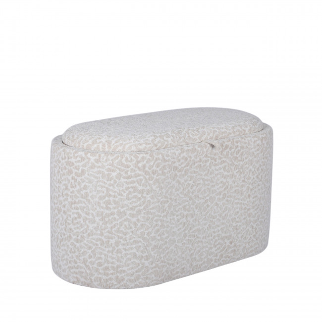 Zoé - Banc ovale imprimé animal avec plateau et rangement L77cm